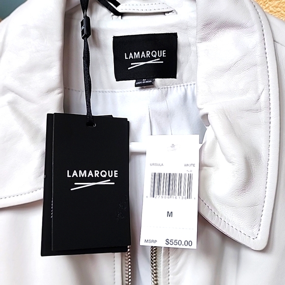 NWT LaMarque luxury white leather jacket size medium - Picture 3 of 17